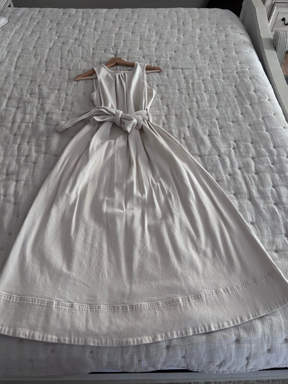 Boden Denim Sleeveless Belted Maxi Dress in Light Neutral - size 10